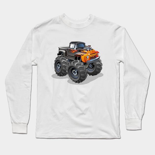 Cartoon Monster Truck Long Sleeve T-Shirt by Mechanik